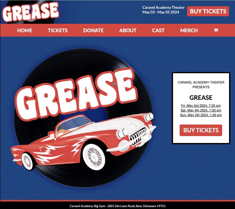 Our theater department is excited to present Grease May 3rd - May 5th! Purchase your tickets using the link below. Teachers, use the coupon code enclosed in your invitation for $5 off! onthestage.tickets/show/caravel-a… #caravelacademy #caravelfamily #caraveltheater