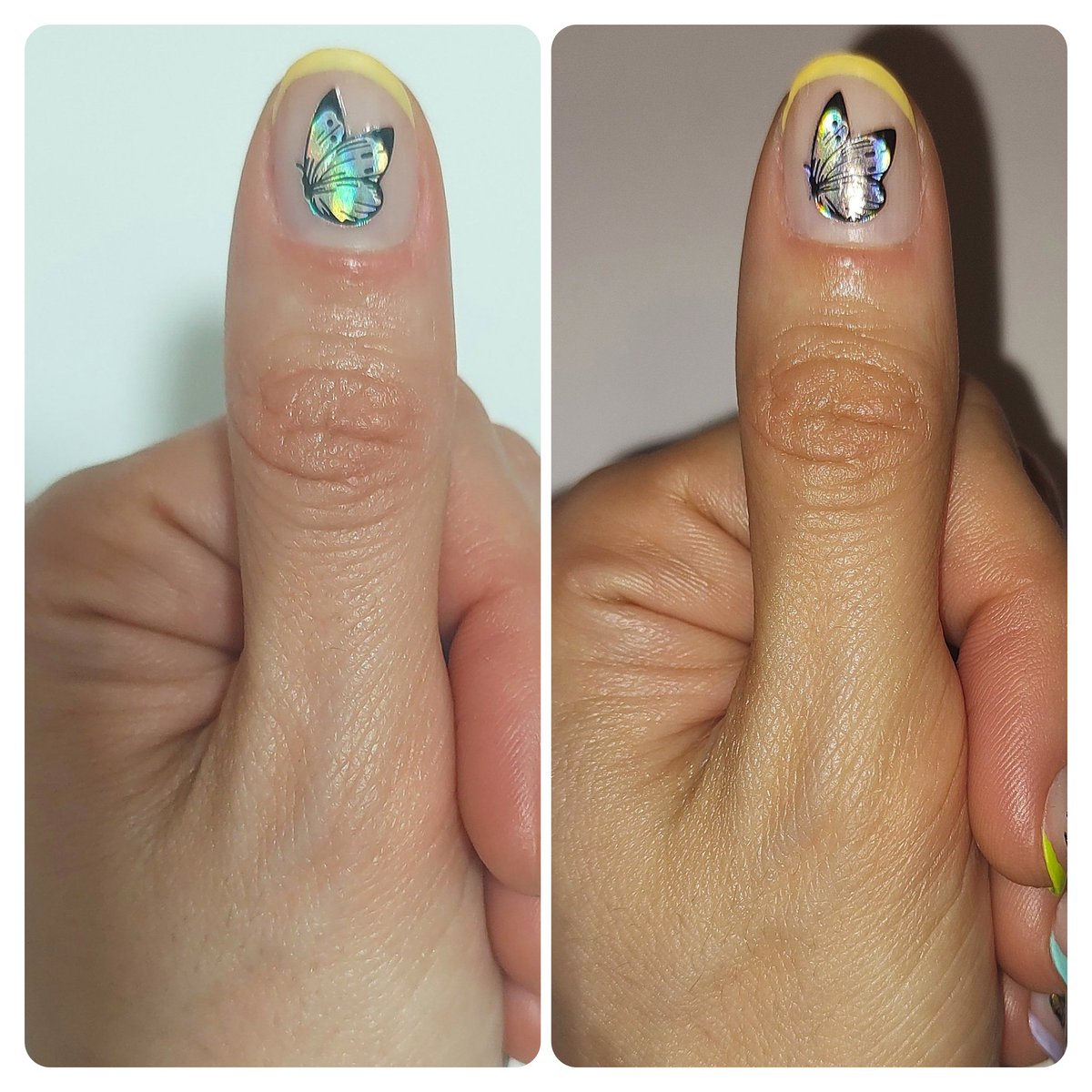 Diana_Diix's tweet image. Manicura francesa primaveral 💐🌷🦋 en tonos pastel con pegatinas tornasoladas.
#manicuraprimaveral #manicure #springnails #spring #frenchmanicure #nailart #esmaltes #deliplus #wynie #kikomilano #pegatinas #ovalnails