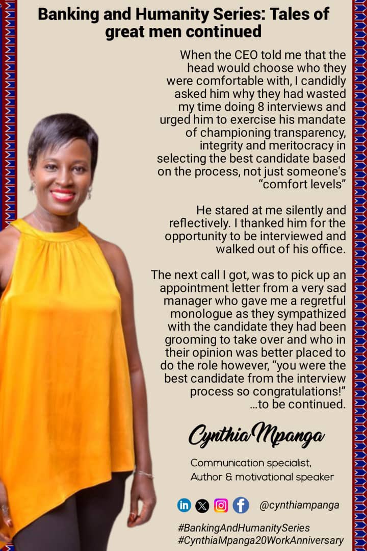 Today in the #BankingAndHumanitySeries I continue my story on how I moved up from customer service in the bank! 20 Years Lesson #9/20 #CynthiaMpanga20WorkAnniversary