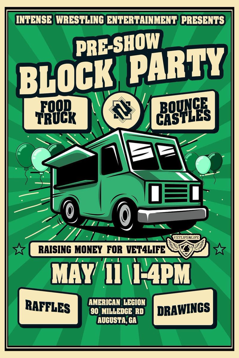 Who's ready for a party on May 11th? IWE is having a block party to raise money for VetLife4Life from 1pm to 4pm!! Doors will open for Never Stop Fighting at 6pm!! Tickets for the event are now on sale at iweonlinetix.ticketleap.com