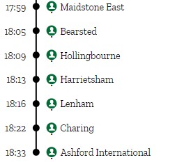 ℹ️ INFO: We're sorry that the 16:55 from London Victoria to Ashford International via Maidstone East will have 4 instead of 8 coaches, due to a fault with the train. 🚆 An alternative 8 coach train leaves Victoria for Ashford International via Maidstone East at 16:25.