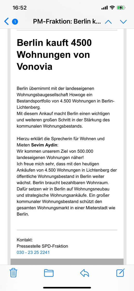 Ich freue mich sehr, dass mit den heutigen Ankäufen von 4.500 Wohnungen in Lichtenberg der öffentliche Wohnungsbestand in Berlin weiter wächst. Berlin braucht bezahlbaren Wohnraum. Dafür setzen wir in Berlin auf Wohnungsneubau und strategische Wohnungsankäufe.