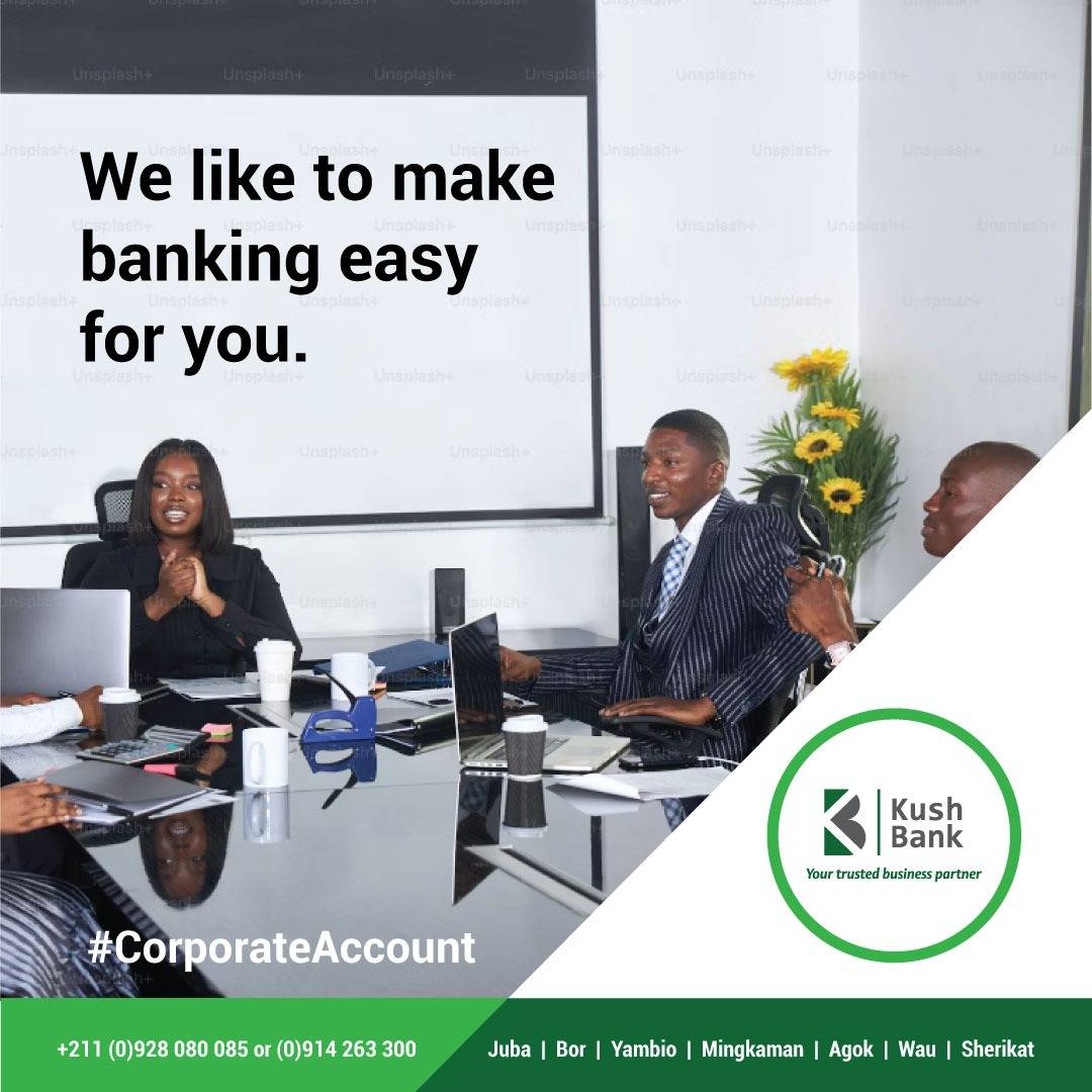 Relax and leave your financial worries behind with our Corporate Business Banking team. As your trusted business partner, allow us to handle it all for you! Bank like a boss with Kush Bank. #KushBankSS #YourTrustedBusinessPartner