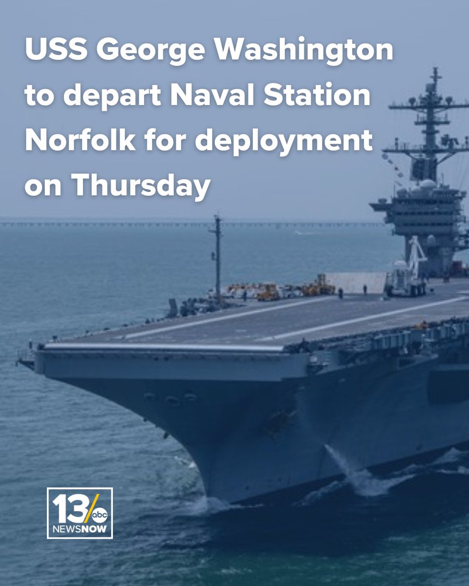 According to Navy officials, the Nimitz-class aircraft carrier will be departing Naval Station Norfolk with Carrier Strike Group (CSG) 10 to deploy to the U.S. Southern Command area of operations or TEAM SOUTHCOM. 

FULL STORY: 13newsnow.com/article/news/n…