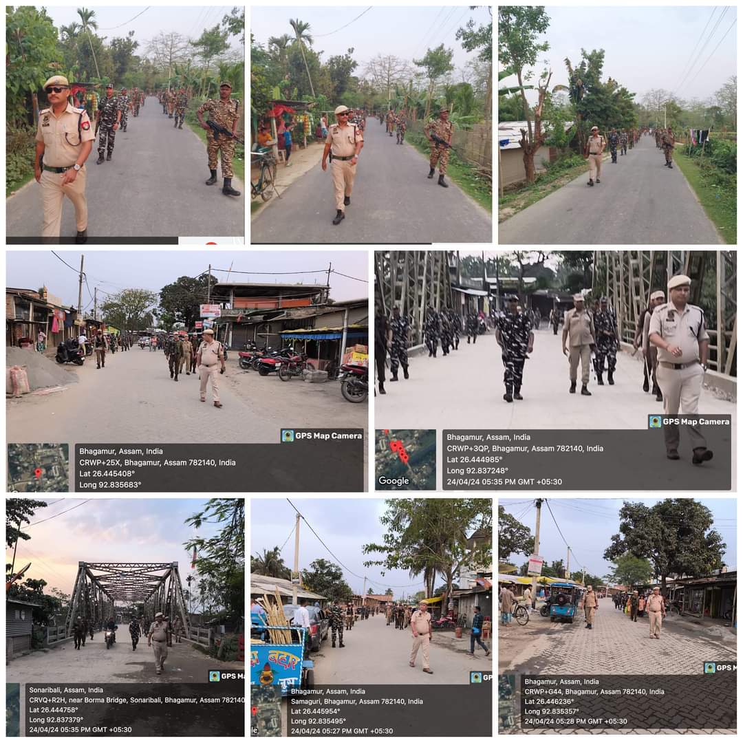 Area domination conducted by PS staff and CAPF personnel under Samaguri PS area. @gpsinghips @assampolice @d_mukherjee_IPS @dc_nagaon @diprnagaon