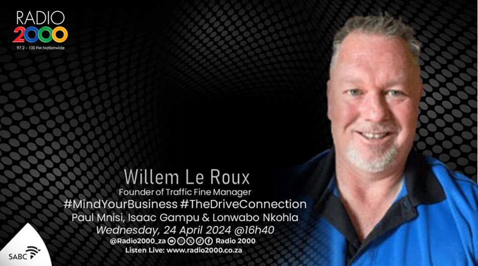 #WillemLeRoux from Traffic Fine Manager is in studio they can help you deal with your fines find them on trafficfinemanager.co.za #TheDriveConnection @mnisi__wemvula @isaacgampu @lonwabonkohla