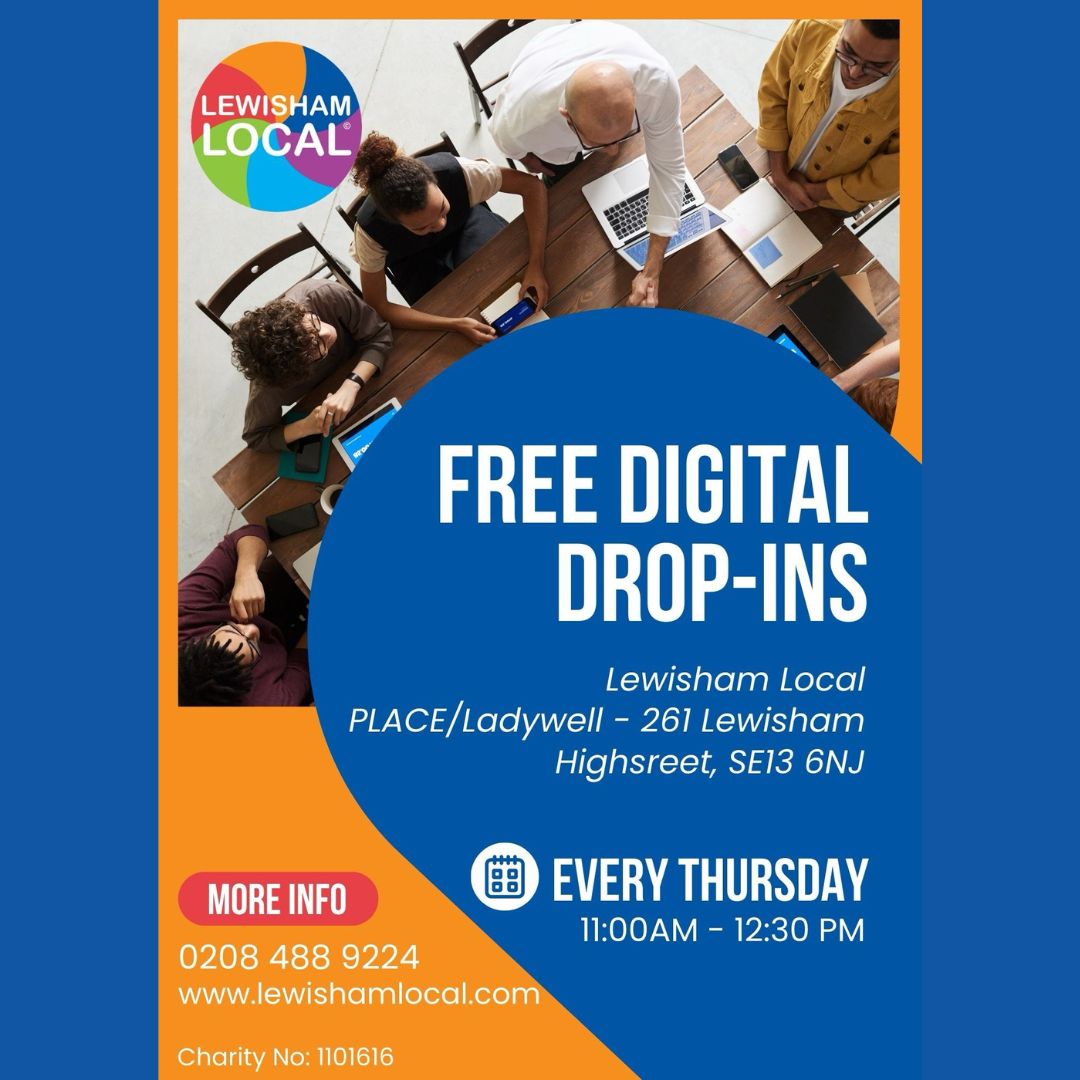 👏 Our next digital drop-in is tomorrow morning @ Lewisham Local! Get free & friendly help with... 🌍 the internet ✉️ emails 💻 devices 🙋‍♀️ video calls 🙌 and more! Details below 👇