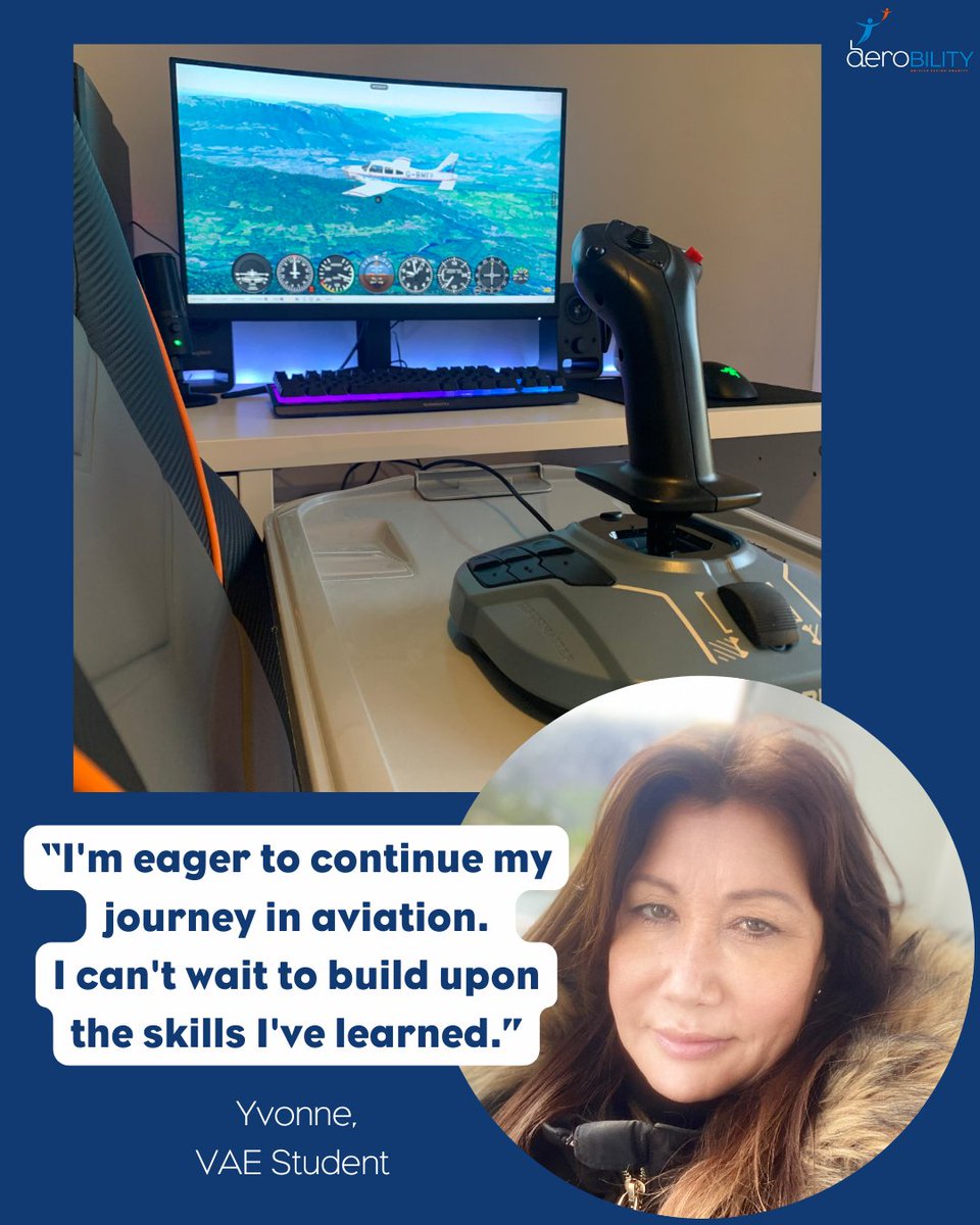 We received lovely feedback from one of our recent VAE students, Yvonne! VAE is powered by GeoFS - an accessibility web-based flight simulator, built to bring aviation to everyone. Anyone with a disability aged 12 and over can apply to the free VAE course ow.ly/peSp50Rljx5