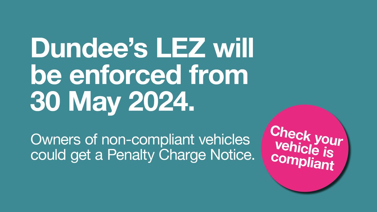 Live in #Dundee? don't forget to check to see if your vehicle complies with the #LowEmissionZone 🚘

#BlueBadge holders can also apply for exemption.

Simply enter your registration ➡️ lowemissionzones.scot/vehicle-regist……