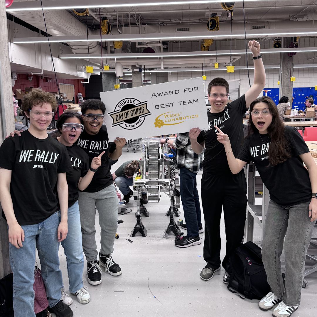 PurdueLunabotic's tweet photo. Check this out! Our team is already celebrating the donors that have helped Lunabotics begin fundraising for next season's robot.
#PurdueDayofGiving
#purduelunabotics
#purdueengineers
#nasalunabotics https://t.co/4Kyx2rEIUn