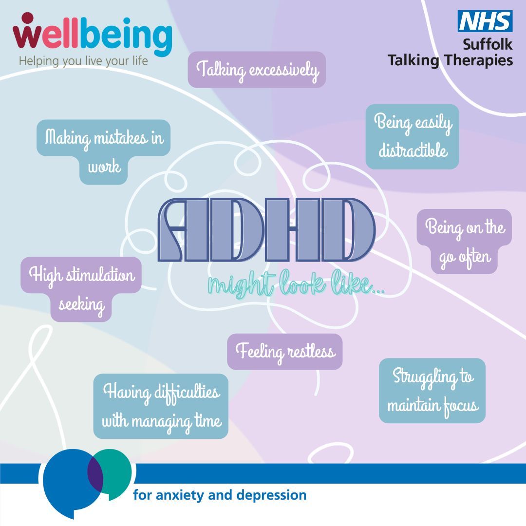 Wellbeing_Suff's tweet photo. Many people have heard of ADHD but there are many uncertainties surrounding the condition and its impacts.

Our free Managing ADHD Symptoms workshop runs once a month and will cover a variety of tools and techniques to help manage ADHD symptoms. 

https://t.co/iC8nPIz9ev 

#ADHD https://t.co/gq6Tg3bXl4