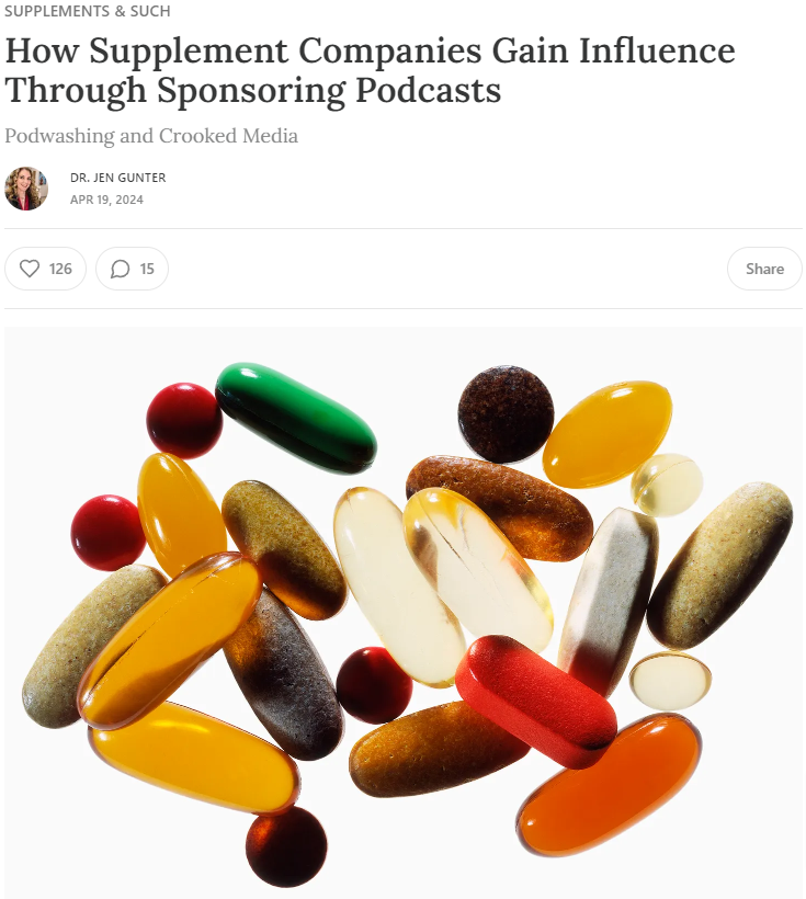Please read this fantastic article by @DrJenGunter. Thank you for including my evidence-backed thoughts in the piece. At the core of this write-up, is described an example, on something very important. The author takes a supplements company that promotes a product to 'reduce…