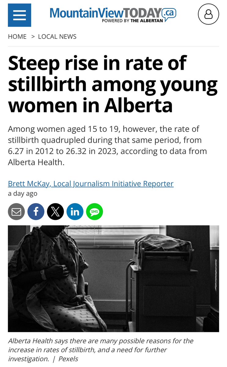 🚨🚨“Among women aged 15 to 19, however, the rate of stillbirth quadrupled during that same period, from 6.27 in 2012 to 26.32 in 2023, according to data from Alberta Health.

Rates of stillbirth have risen sharply among young women in Alberta. Health authorities say there are…