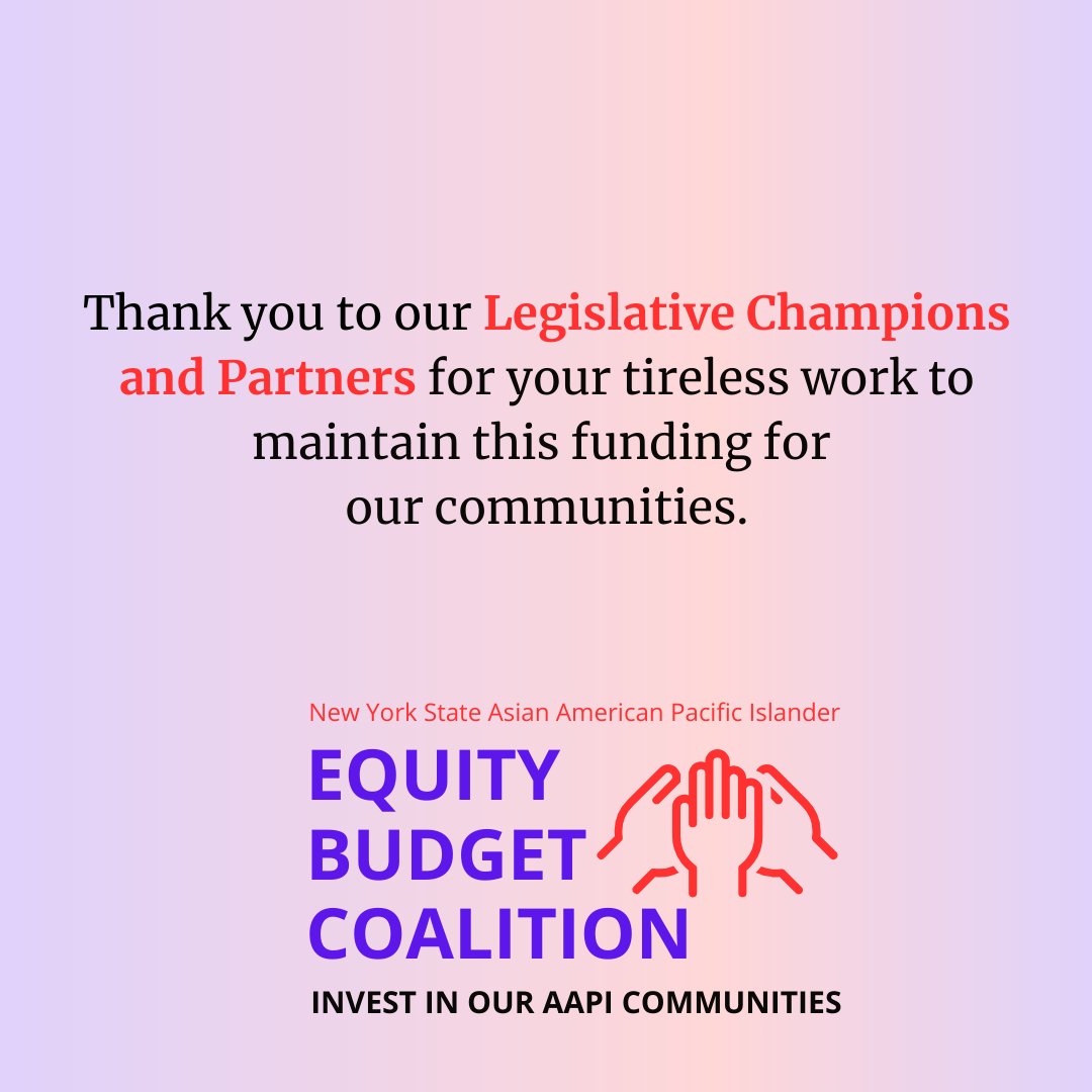 This victory is also a credit to the advocacy of EBC champions Senator John Liu (@LiuNewYork) + Senator Jeremy Cooney (@SenatorCooney) and all of our legislative supporters in both houses of the New York State Legislature.