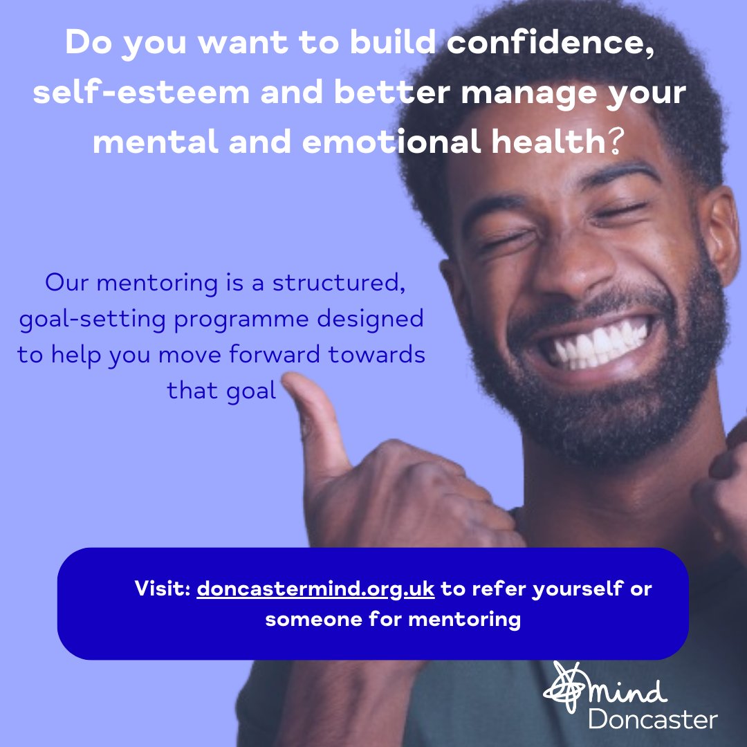 Mentoring is a one to one support for adults (18+) and young people (16-25). Can we support you or someone you know? To make a referral go to doncastermind.org.uk/refer/ #DoncasterMind #MentoringSupport #MentalHealthSupport #YouthMentoring #AdultMentoring