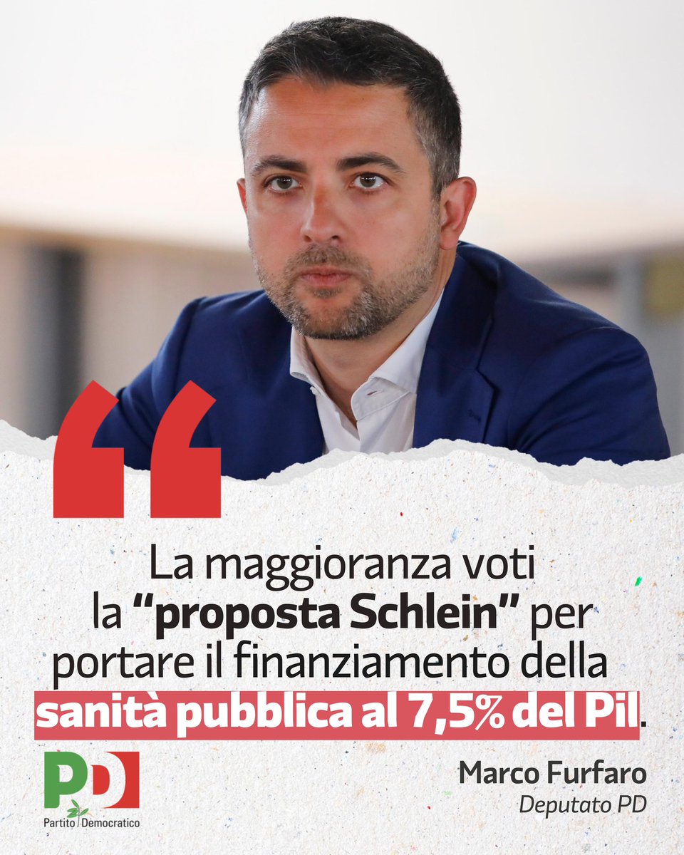 'Il diritto alla salute è sancito dalla Costituzione come fondamentale e universale, ma è messo sotto attacco dalla mancanza di finanziamenti. Ora la maggioranza dimostri di avere a cuore la sanità pubblica. Voti assieme a noi la proposta Schlein' - @marcofurfaro👇🏻