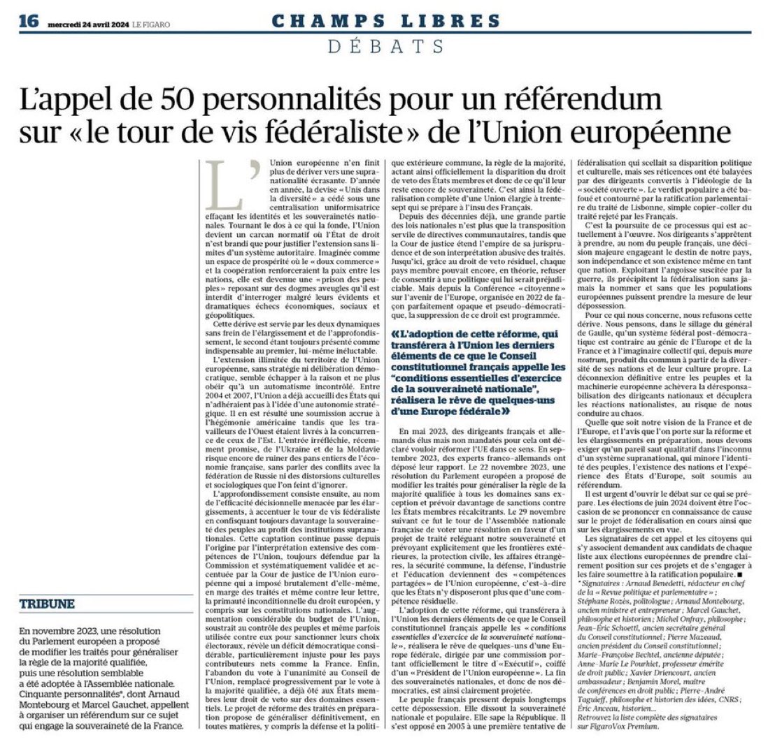 Un référendum, c’est le minimum ! Mais la perspective d’un rejet de l’Europe dans les urnes effraie les européistes ! On profitera donc du quasi référendum sur l’Europe organisé très bientôt : c’est le #9juin2024 ! Votez pour la liste « L’Europe, ça suffit ! ». #Europeennes2024