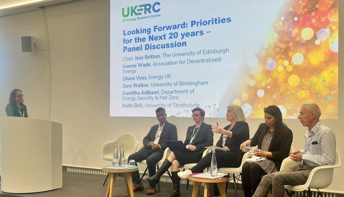 Our final session of UKERC@20 is an expert panel chaired by @jessbritton11, with speakers @Dhara__Vyas, Joanne Wade @theADEuk, @ProfSaraWalker and Damitha Adikaari @energygovuk. What a fantastic way to wrap up an engaging and thought provoking day!