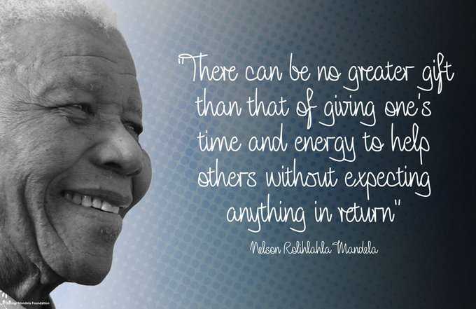 'There can be no greater gift than that of giving one's time & energy to helping others without expecting anything in return.' ~@NelsonMandela

Please RT if you agree w/this #WednesdayWisdom & #EducationCannotWait for any child!

@un @dfat @spainmfa @mfa_lu #222MillionDreams✨📚