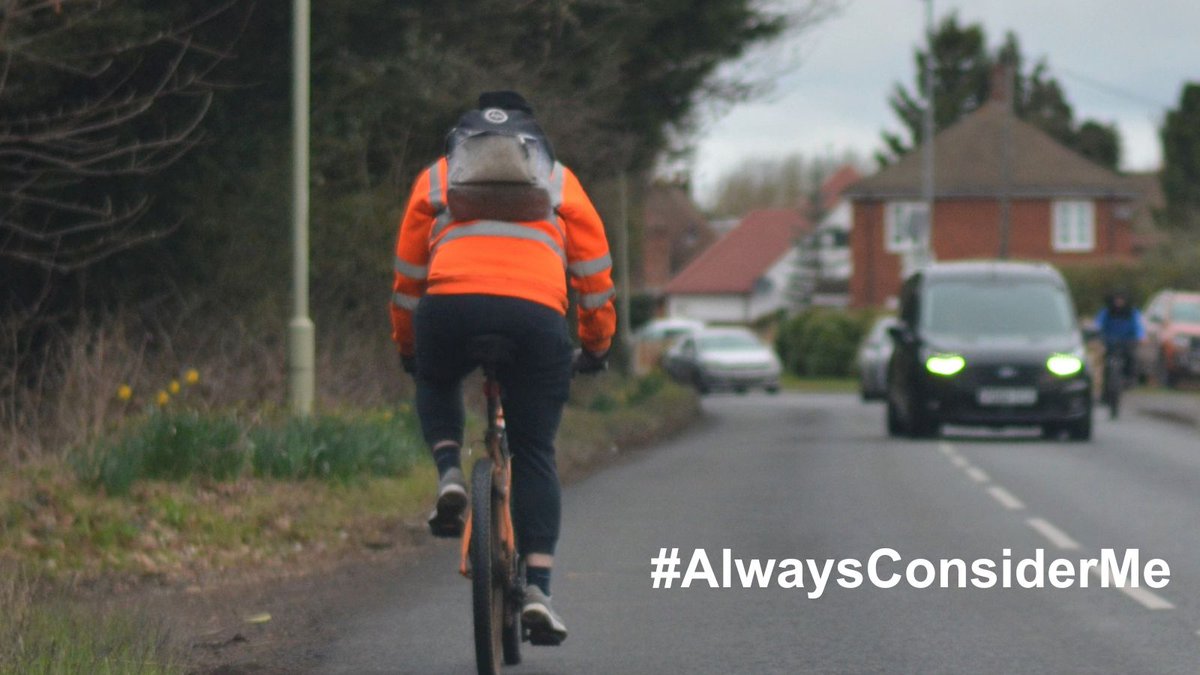 roadpoliceBCH's tweet photo. If you’re distracted whilst driving, you may not see someone riding their bike – this could have devastating consequences. 

We’re asking you to consider the cyclists on our roads by slowing down and leaving 1.5meters of space when overtaking. 
#AlwaysConsiderMe https://t.co/2lYI1TPnWk
