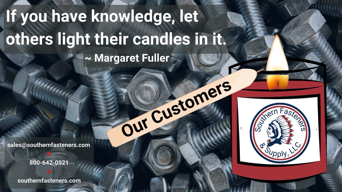 We're here and ready to share our fastener knowledge with you! #southernfasteners #distributor #nutsandbolts #fasteners #fastenerexperts #contactus #WordsofWisdomWednesday #knowledge