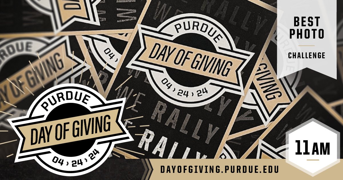 📣 Calling all creative #Boilermakers 📣 This hour, the most unique photo that shows the #PurdueDayofGiving logo will $750 in bonus funds for their favorite unit! Make sure it’s us by using @PurdueScience and #PurdueDayofGiving in your post.