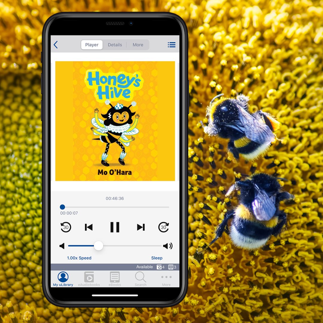 Honey's Hive by Mo O'Hara, read by Penelope Rawlins can be listened to via #uLibrary now! 🐝🎧 Fighting off a swarm of angry wasps, and working together with her friends, Honey saves the day and builds a new home for her and her community! Honey may be small but she's mighty!