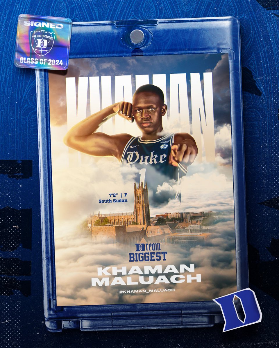 DukeMBB's tweet photo. ✅ Officially official: @khaman_maluach is a Duke Blue Devil! 👿🇸🇸🖊️ https://t.co/F83EZlYsn0
