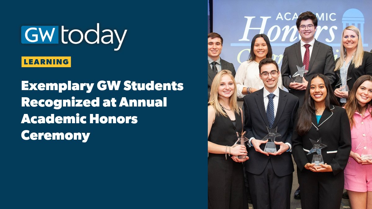 GW recognized the performance of undergraduates of 215 students, including 10 distinguished scholars, at the annual Academic Honors Ceremony. Read more about the honorees. ⬇️ gwtoday.gwu.edu/exemplary-gw-s…