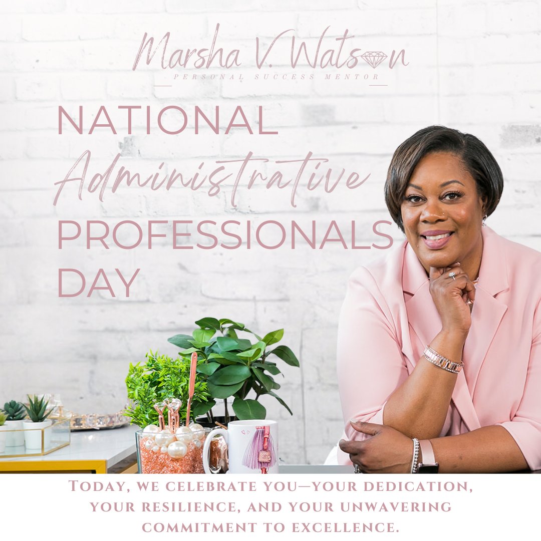 Today serves as a reminder of the vital work you do and the significant impact you have.

Keep shining, keep striving, and keep leading with excellence. 🌟

TAG AN UNSUNG HERO BELOW!

#NationalAdministrativeProfessionalsDay #AdminDay2024 #MarshaVWatson #DivineExecutive