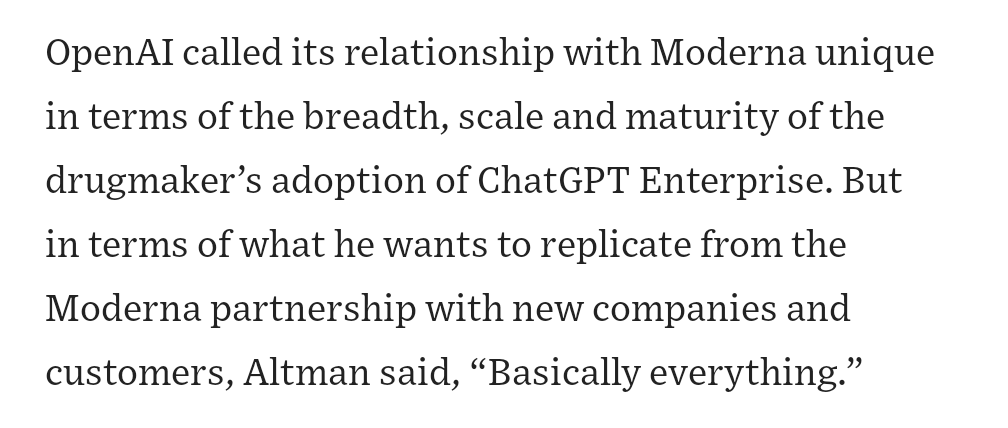 3000 Moderna employees will have access to ChatGPT Enterprise by the end of the week.