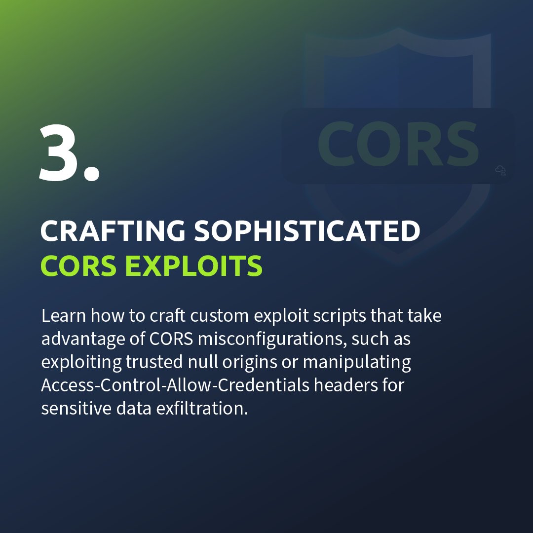 Dive into the world of CORS & SOP exploitation! Master the art of leveraging arbitrary origins, null misconfigurations, and flawed regex! 🔗 ow.ly/RtkK50Rj8A5