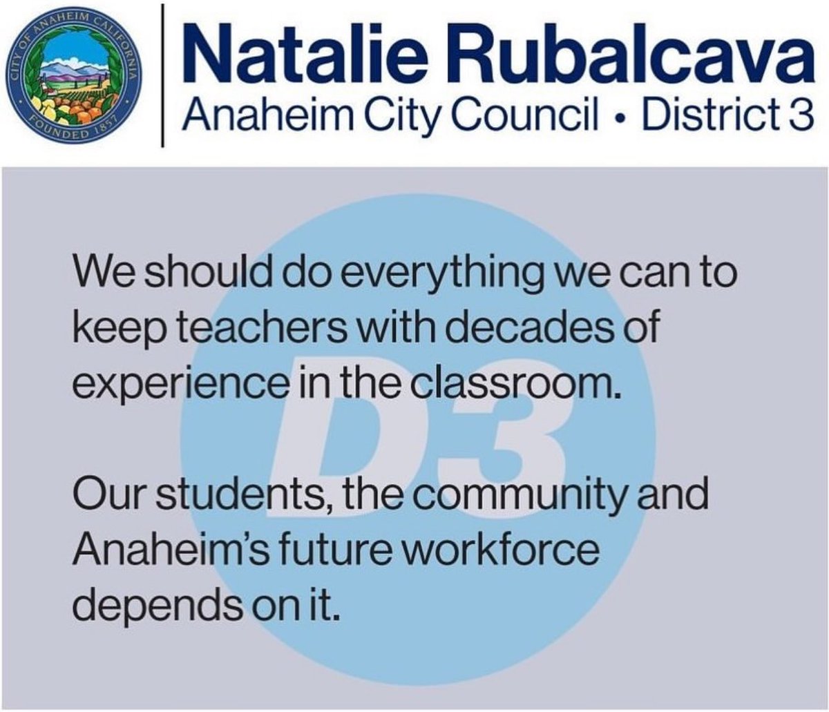 Anaheim HS alum & City Council Member Natalie Rubalcava stands with AUHSD teachers in their fight against the District’s decision to reduce 10% of the teaching staff and raise class sizes for the 24-25 school year. #WeAreASTA #PutStudentsFirst #NoTeachersNoFuture #RedForEd