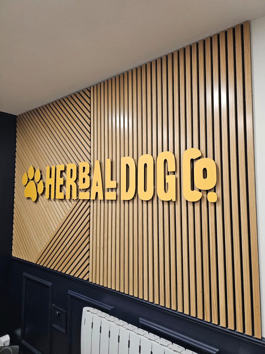 Some pawfect signage manufactured and installed by #teamellis for Herbal Dog Co 🐾 This project features flat cut black acrylic lettering faced off with digitally printed vinyl and fixed to timber cladding 😍