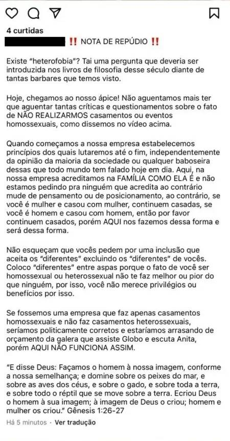 slpng_giants_pt's tweet photo. 📢 Casal sofre homofobia após tentar contratar gráfica para seu casamento e receber um "nós não fazemos convites homossexuais"

Após o ocorrido, a empresa se pronunciou com uma nota de repúdio falando sobre princípios cristãos e ainda utilizou a expressão "heterofobia". https://t.co/JqCmut183x