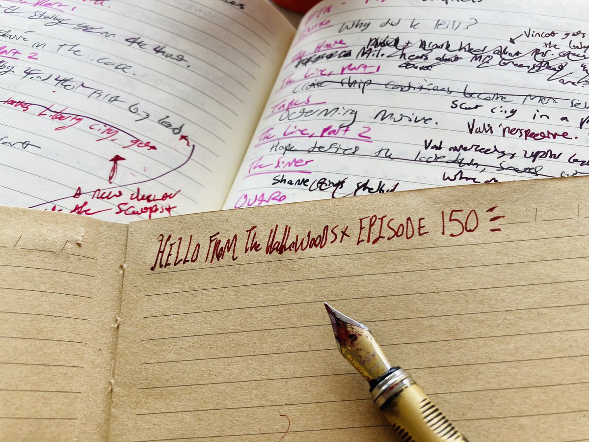 Writing for the next episodes! This next week will mark 150 episodes and nearly four years of plunging into this queer horror story. Thank you for tuning in! 🖤🖋️