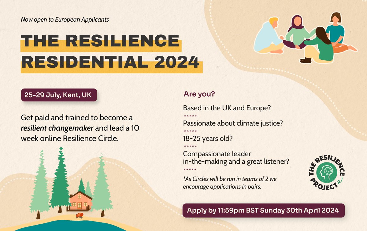 At 2050 Climate Group, we believe that taking climate action as a young person shouldn’t result in climate anxiety and burnout. You too? Applications are open for The Resilience Project 2024 Resilience Residential!🎉 Find out more & apply here: theresilienceproject.org.uk/updates-events…