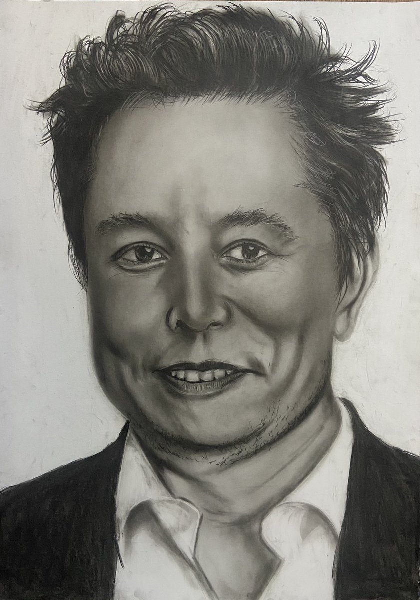 In 2 seconds, let’s RETWEET! 🫂❤️🇳🇬 It took me 4 days to complete this pencil portrait of ELON MUSK! Play me SHALLIPOPI, pls. 😂🙏 . . #Naira | Multichoice | John Doe