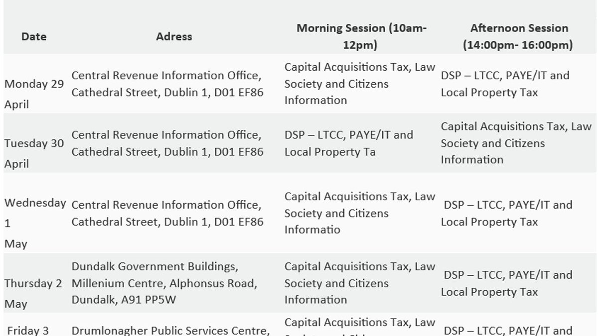 Revenue is hosting an event for over 65's all around the country about 'All you need to know about Tax' revenue.ie/en/news/articl… @RevenueIE