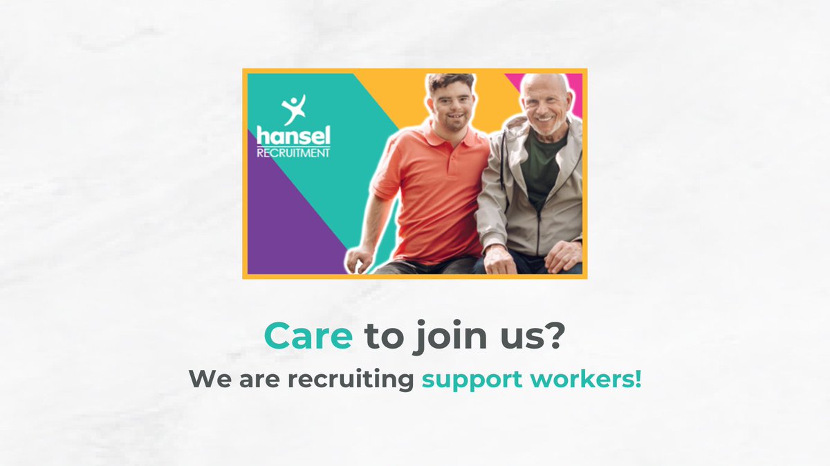 Hansel are recruiting support workers! Hansel is a leading social care charity working for people with learning disabilities and additional needs. Interested? Meet the team: 📍Friday 26th April 📍12-2pm 📍Ayr Central, Skye Square, Ayr More info here: ow.ly/8Ekl50RnbZk