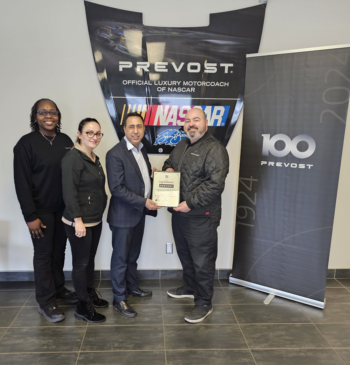 🌟 Special thanks to @DeepakAnandMPP, Legislative Assembly of Ontario, for joining us at the Mississauga branch last Friday to present a certificate in honor of Prevost's 100th anniversary. We appreciate your support in celebrating this significant milestone with us!