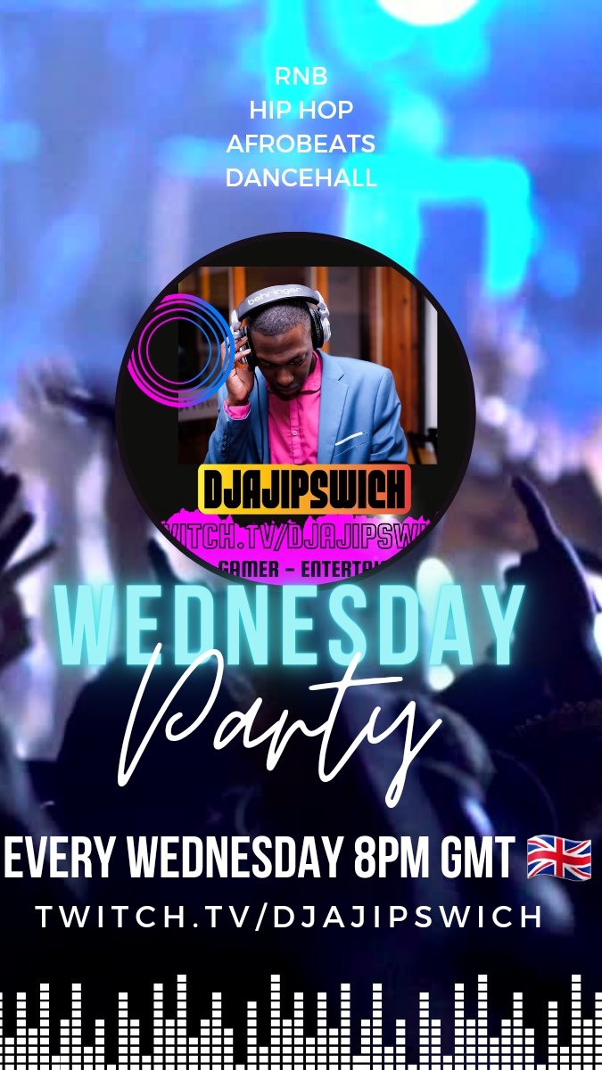 DJAJIPSWICH's tweet photo. Tonight we are doing our mid week party. Music stream. The stream where it brings all streamers and viewers together for a few hours to enjoy hump day
https://t.co/Jvo7Pq4EXH
#midweekparty #twitchparty #TwitchStreamers https://t.co/P0esqXqZAt