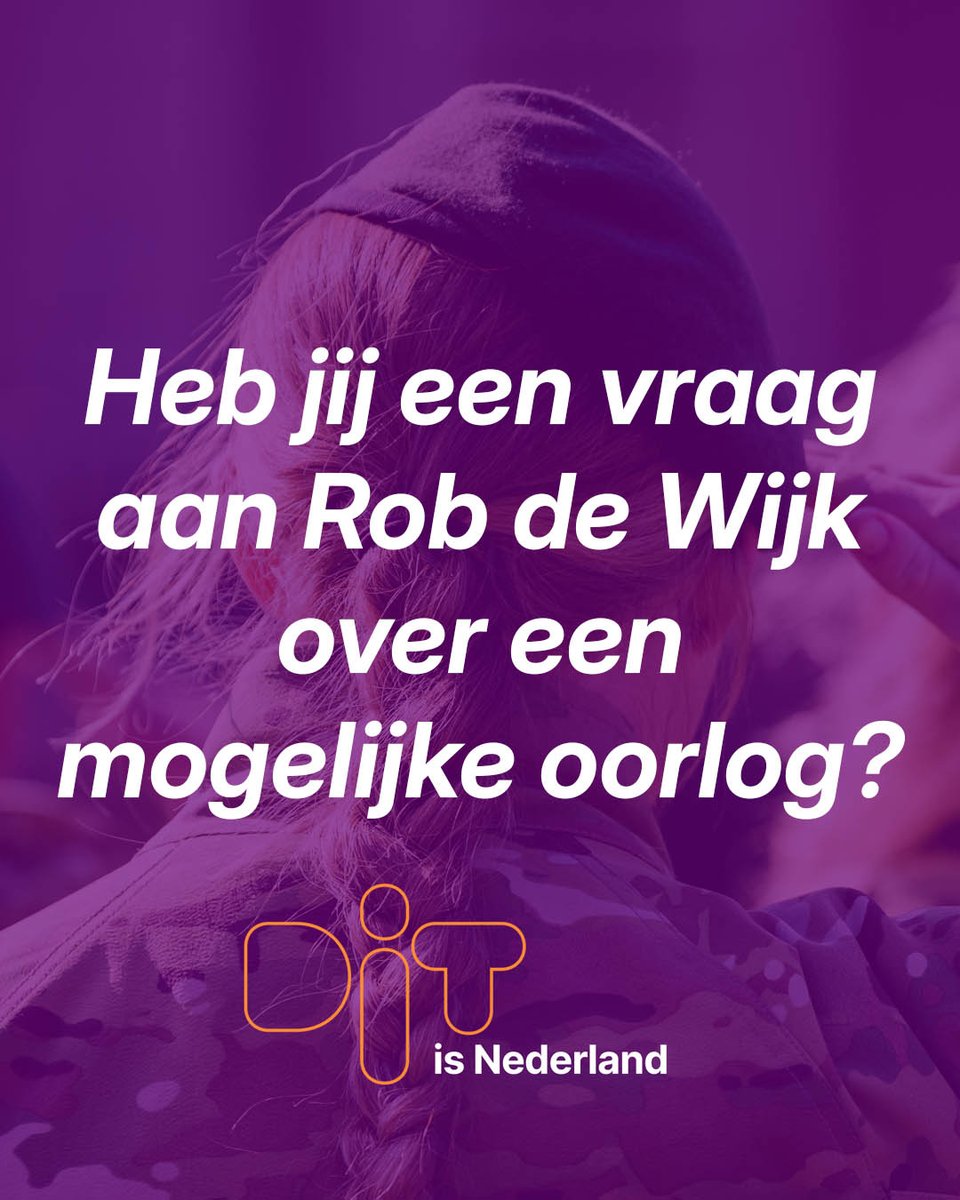 Zorgen over een mogelijke oorlog nemen toe; bij bijna 7 op de 10 Nederlanders speelt de angst voor oorlog een rol in hun leven. 🟣 @robdewijk is donderdag te gast in Dit is Nederland, en jij kunt hem een vraag stellen over dit onderwerp! Dat kan hier: api.whatsapp.com/send/?phone=31…