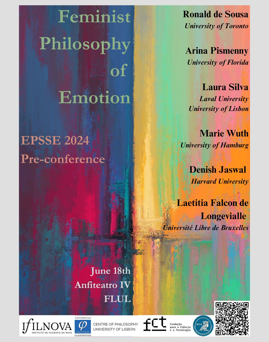 Excited to be co-organizing the <a href="/EPSSE1/">EPSSE</a> 2024 pre-conference this summer in my home town Lisboa✨ 

Also kinda proud of my poster making skills 🤘

To register hit up the QR code! 🙌

@letras_ulisboa <a href="/ifilnova/">IFILNOVA</a> 
#philosophyofemotion #feministphilosophy