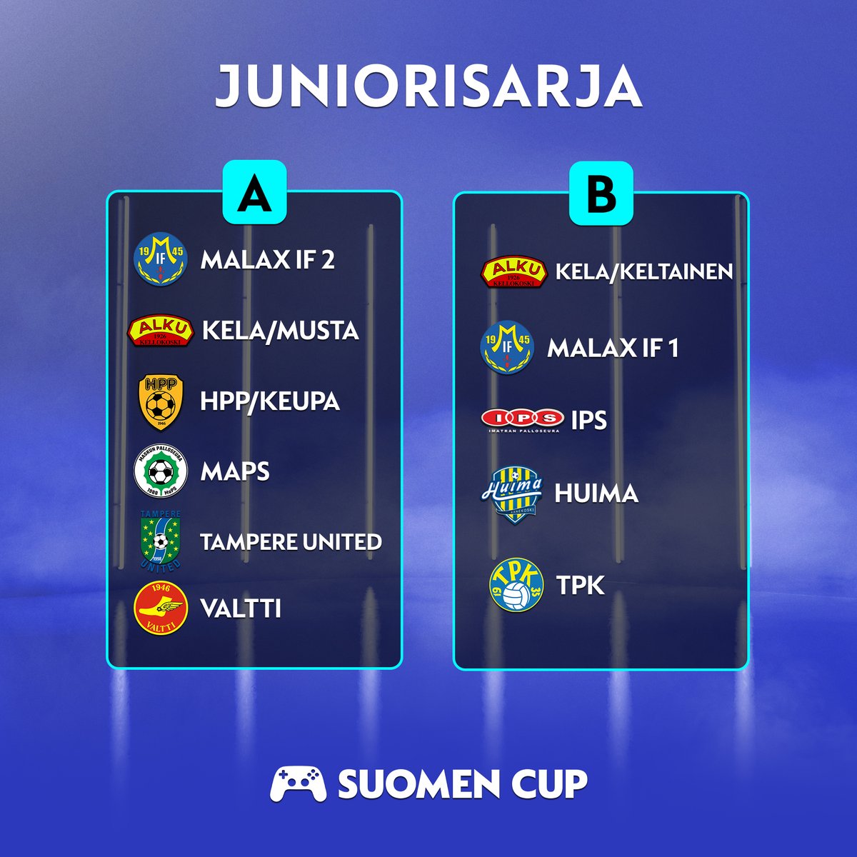 𝙚𝙎𝙪𝙤𝙢𝙚𝙣 𝘾𝙪𝙥𝙞𝙣 𝙡𝙤𝙝𝙠𝙤𝙩 𝙤𝙫𝙖𝙩 𝙩𝙖̈𝙨𝙨𝙖̈! 🏆

Mikä lohko on kovatasoisin? 🤔

#EAFC24 #Esportsfi #SuomenCup