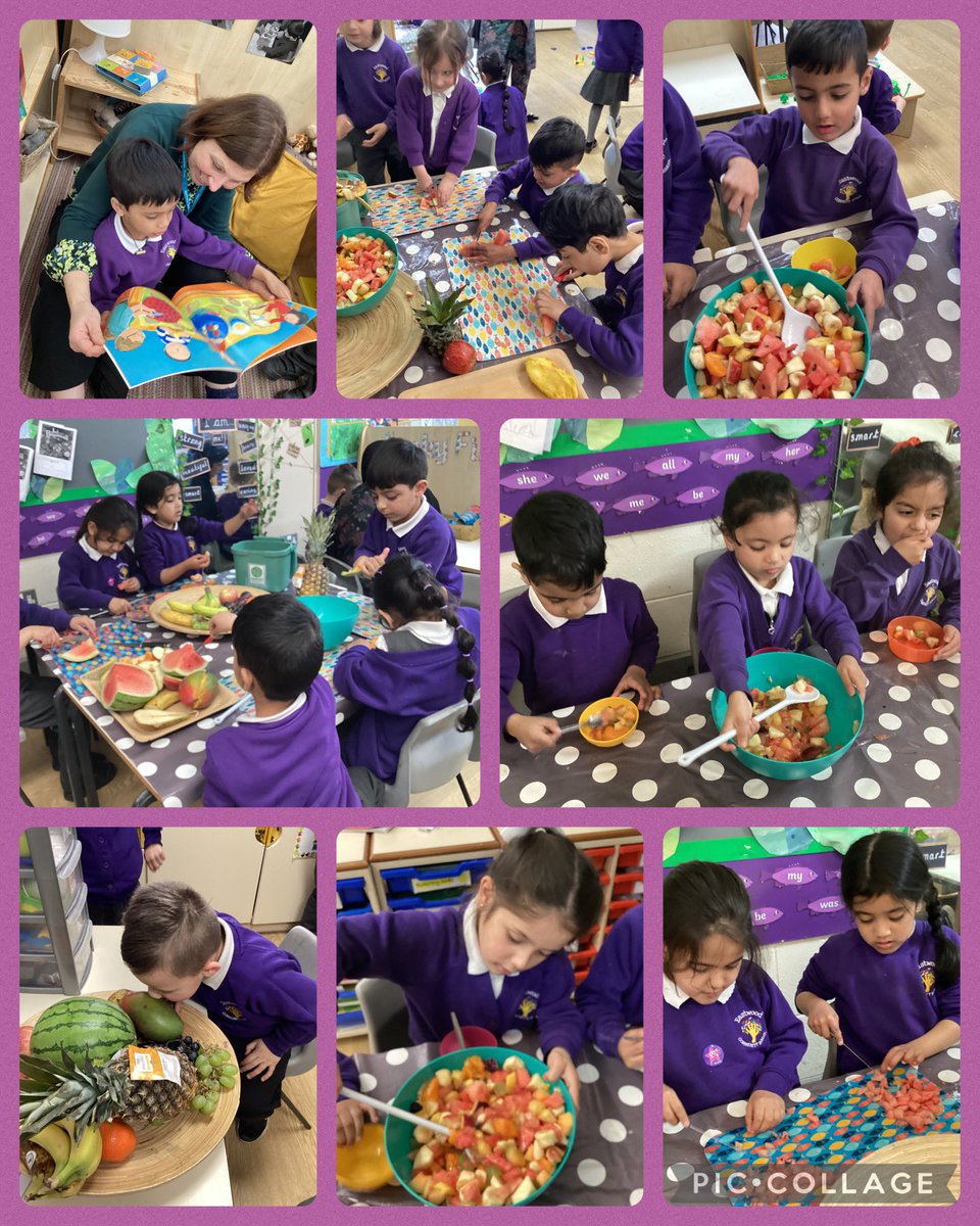 After reading “Oliver’s Fruit Salad,”Reception were so excited to make and eat their own fruit salad. We had lots of expert choppers, peelers, mixers (and fruit munchers!) #wherearetheseeds #collaboration #healthyeating #buildingbrighterfutures 🍉 🍎 🍌 🍊 🍐 🍓 @fivekingdoms