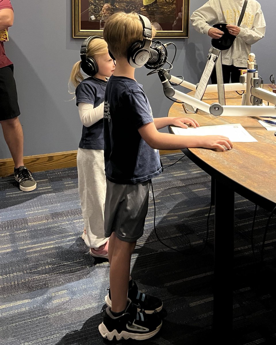 ocs_Columbus's tweet photo. Could this dynamic duo be the next hosts of the Saint Gabriel Cafe morning show? 

OLB kindergarteners Hudson D. and Sybil S. were in-studio at @stgabrielradio earlier this week to record a promotional spot for their school and they nailed it! Tune in to AM820 for the final cut. https://t.co/ycv6J18JHv