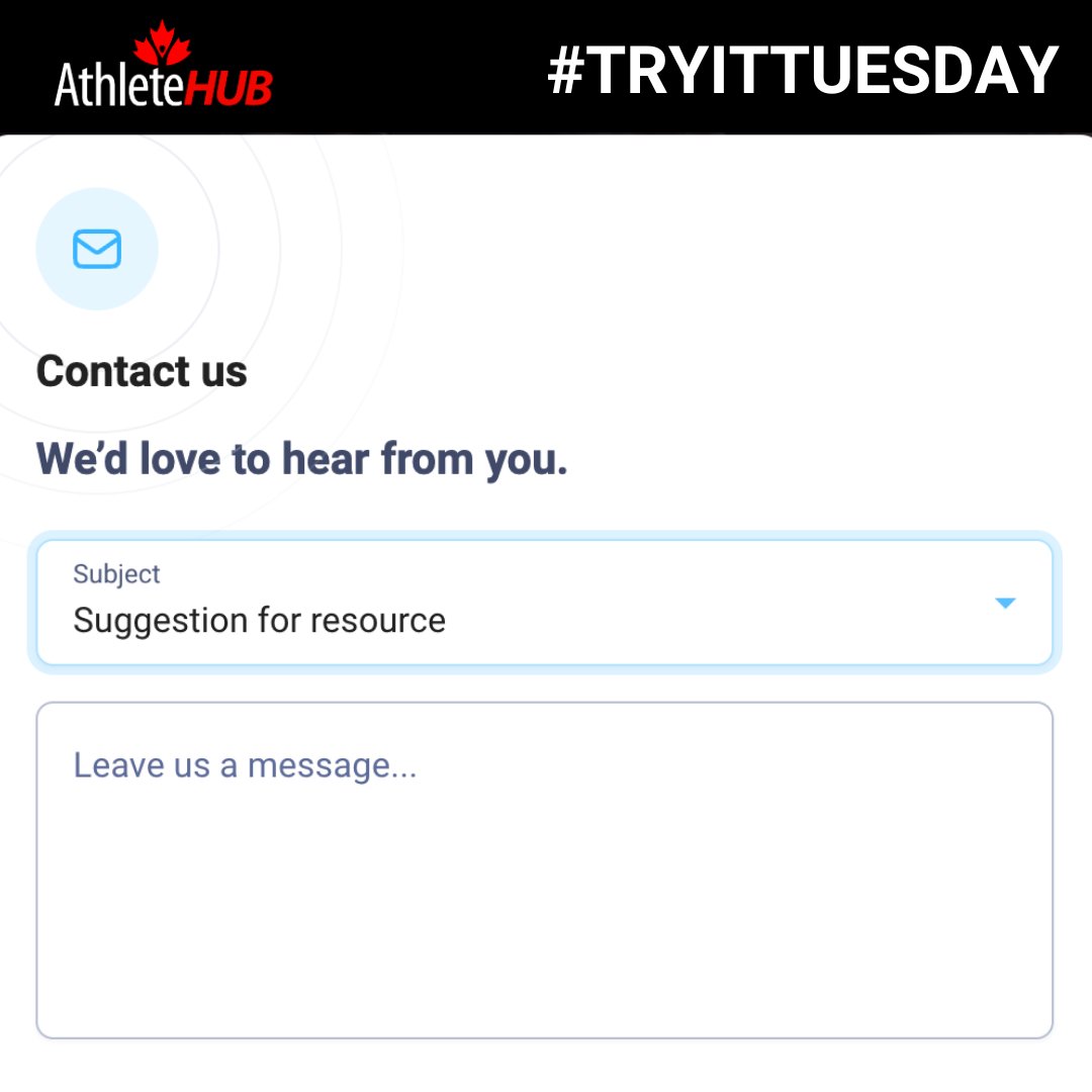 AthleteHUB is constantly growing! If you know of a valuable resource that's missing, let us know so we can tell other athletes about it. Learn more at AthleteHUB - a one-stop shop for athlete resources - myathletehub.ca #TryItTuesday