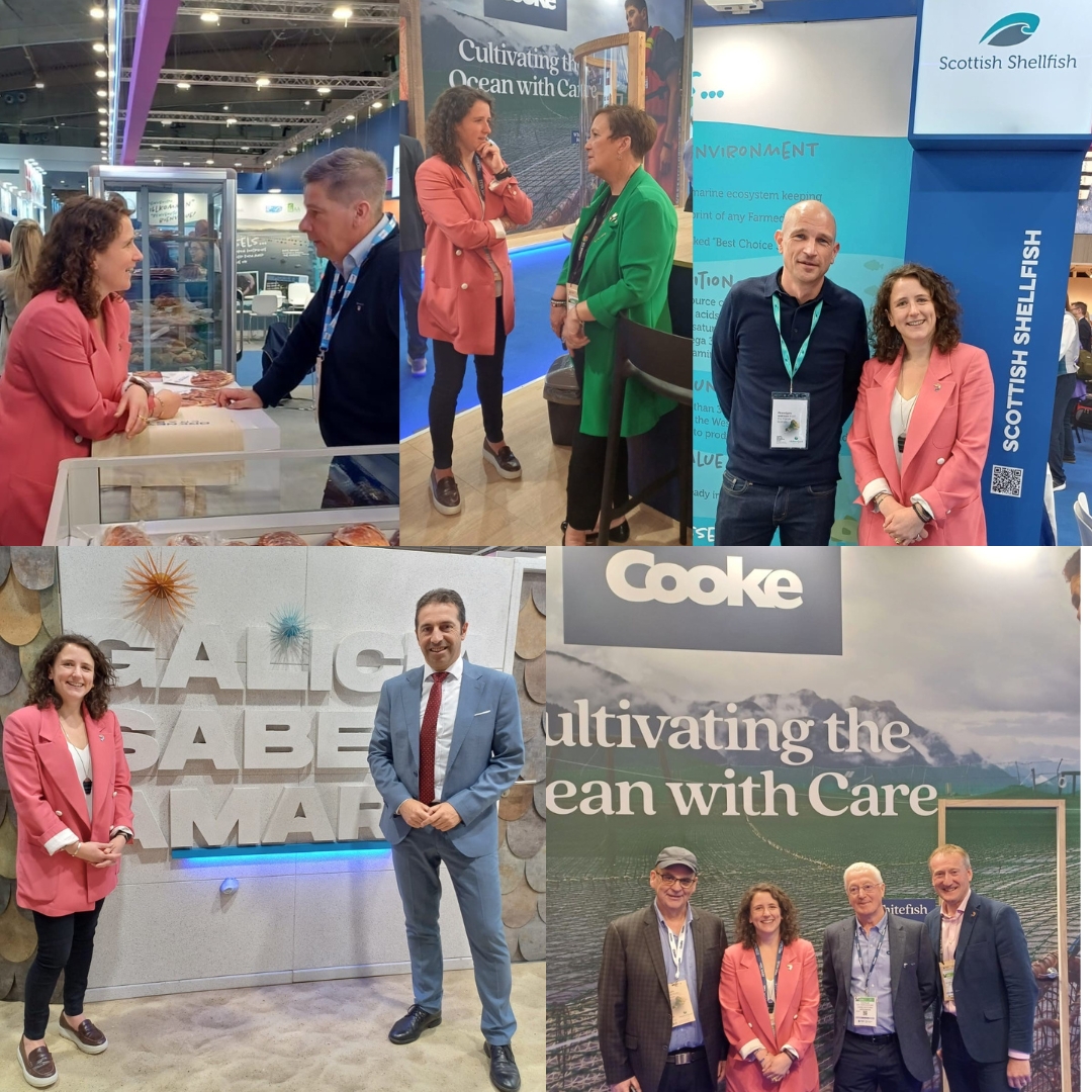 Day 1 @SeafoodExpo_Global, Rural Affairs Secretary @MairiGougeon met key stakeholders to discuss our high-quality Scottish seafood & support opportunities, including exhibitors at the Scottish Pavilion & Ministers representing Galicia, New Brunswick & Prince Edward Island #SEG24