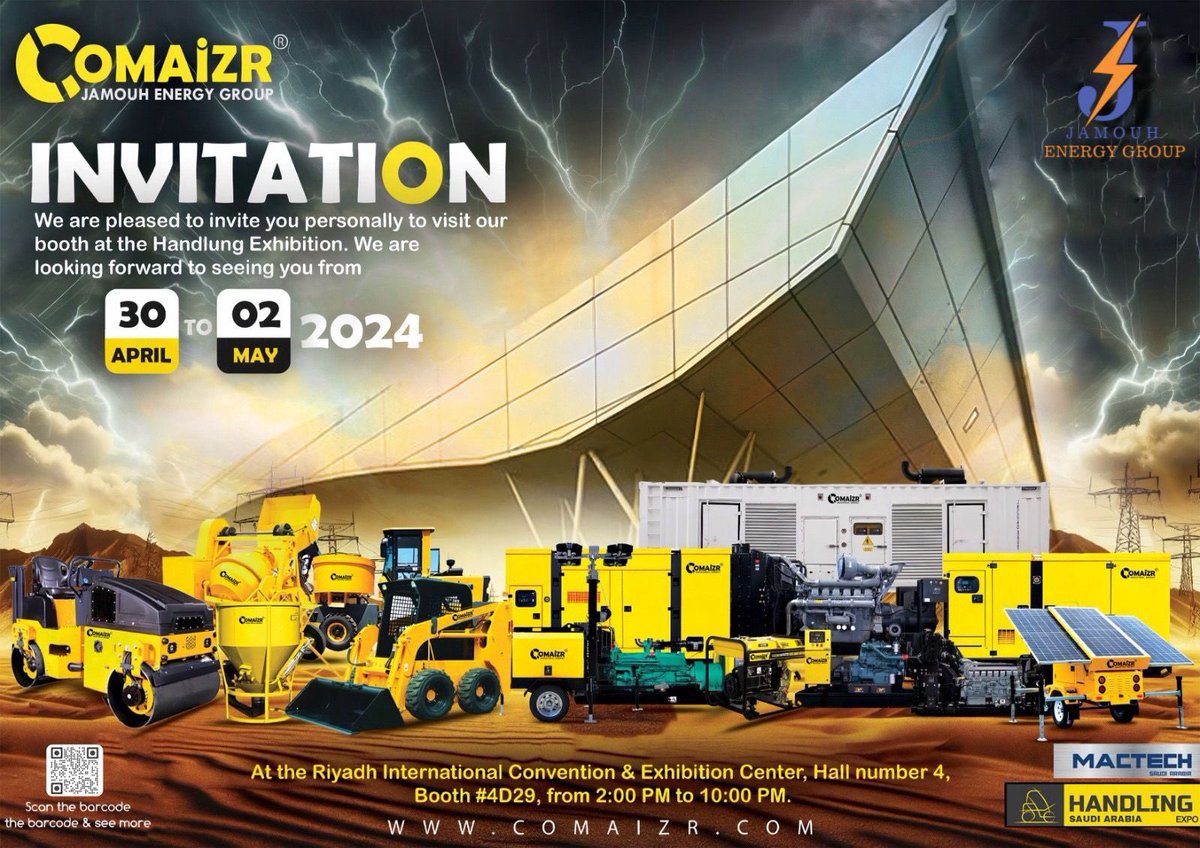 comaizr's tweet photo. 🌟 Exciting News! 🌟 Join us at the Mactech Saudi Arabia   Handling EXPO KSA  Exhibition in Saudi Arabia from April 30th to May 2nd, 2024! The Comaizr  team is delighted to invite you to visit our booth 4D29, located in Hall 4 at the Riyadh International Convention and Exhibition https://t.co/hOPlrOFSx4